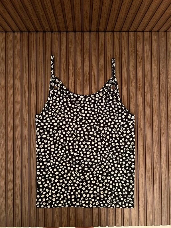 Vestido Curto de Alças Floral em Preto e Branco – photo 3